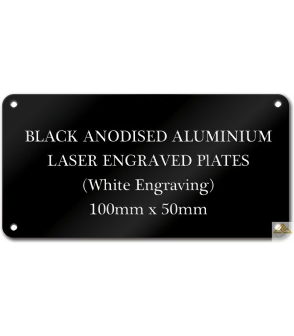 Anodised Aluminium Plate 100mm x 50mm - Laser engraved