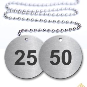 25-50 Numbered Tags Pack - Engraved Stainless Steel