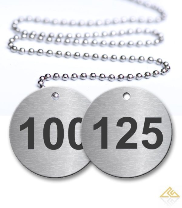 100-125 Numbered Tags Pack - Engraved Stainless Steel